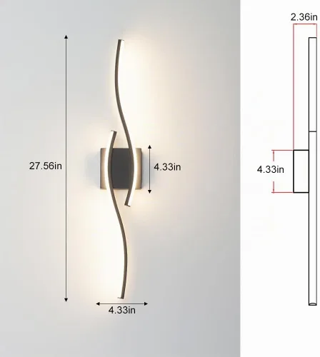 Vista 9 de Daunton Moderno juego de 2 apliques de pared cableados, luz LED negra con control remoto, luz de pared LED regulable RC para interiores, decoración