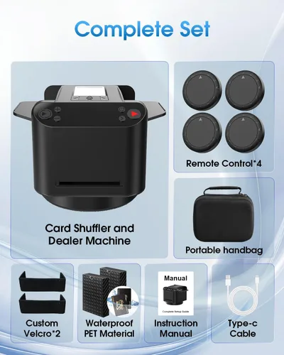 Vista 2 de Juego de barajador automático de cartas y distribuidor 3 en 1 con bolsa Negro