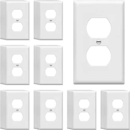 Vista 62 de ENERLITES Placa de pared dúplex para tomacorriente para receptáculos, cubierta de toma de corriente eléctrica jumbo, acabado brillante, de gran Negro