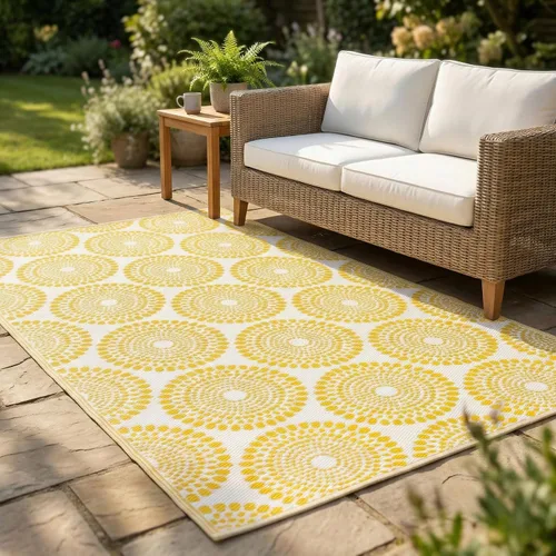 Vista 12 de Fab Habitat - Alfombra de exterior azteca, impermeable, resistente a la decoloración, sin arrugas, plástico reciclado de primera calidad, a rayas