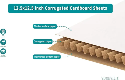 Vista 4 de Corrugated Cardboard Sheet, LP Insert Pad, 12.5x12.5 inch, 25-PCS for 12" Vinyl Record Shipping, Mailing, Packaging, DIY Crafts, Art, 1/8" Thick