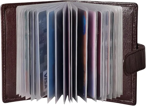 Vista 11 de STARHIDE Funda compacta de cuero genuino suave para tarjetas de crédito con fundas de plástico extraíbles 210 Negro