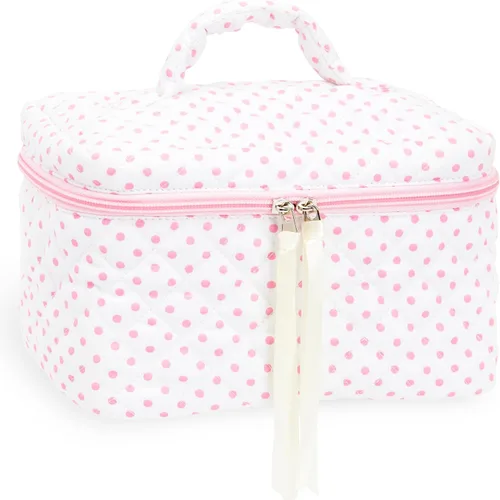 Vista 72 de Quilted Makeup Bag for Women, Travel Cosmetic&Toiletry Bag,Blue Flower