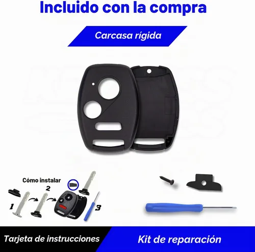 Vista 6 de 3-BTN Cover Case Remote Key Fob Shell Kit para Honda