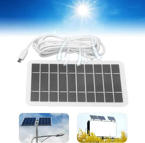 Vista 7 de Panel solar USB, cargadores solares portátiles de 2 W, polisilicio de 5 V de baja potencia para aparatos eléctricos cargador solar con cable USB