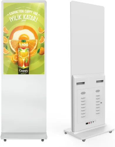 Vista 9 de MWE 32 pulgadas piso interior de pie señalización digital, sistema CMS, quiosco de exhibición de publicidad, pantalla LCD tótem comercial póster