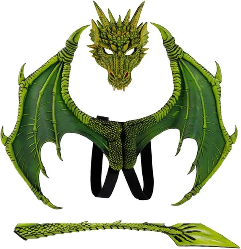 Vista 4 de Himine Alas de dragón Props Cosplay Wing con cola