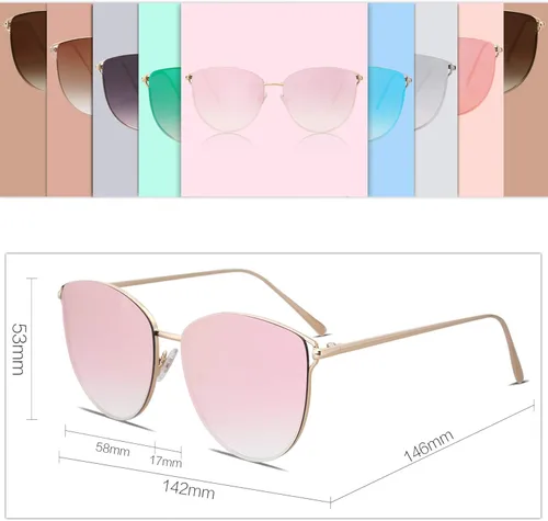 Vista 4 de SOJOS SJ1085 - Lentes de sol planos con espejo para mujer