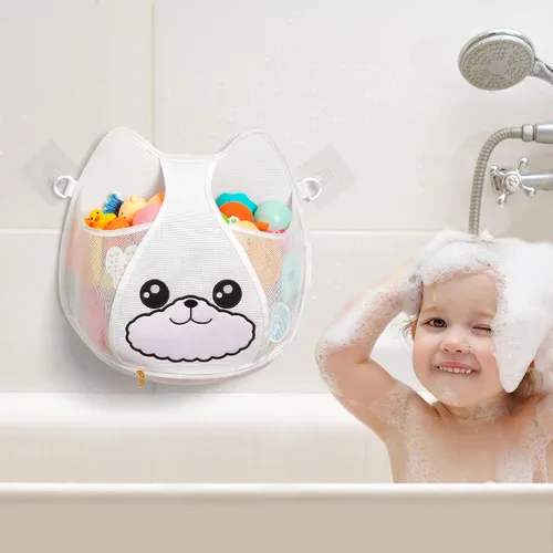 Vista 3 de Austion Almacenamiento de juguetes de baño de 3.2 galones colgante para bañera de niños - Organizador de baño con cremallera, secado rápido