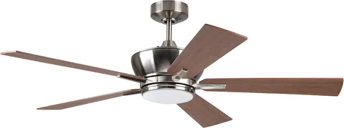 Vista 2 de Litex Industries - Ventilador de techo Wendling con acabado de níquel cepillado de 52 pulgadas con 5 cuchillas reversibles y kit de luz LED