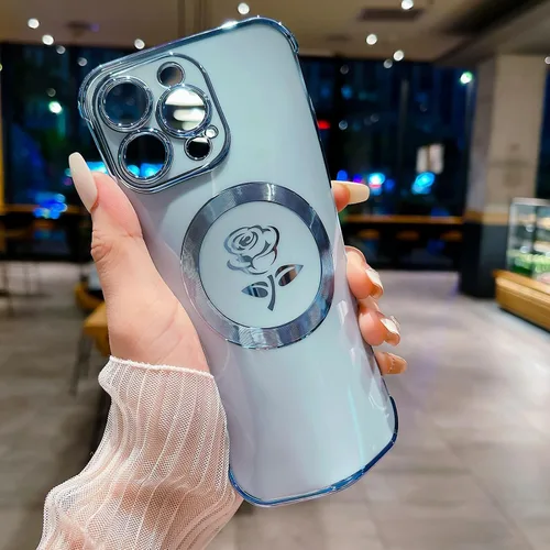 Vista 4 de Funda magnética para iPhone 14 Pro Max, compatible con Magsafe, funda floral de rosa de hadas para mujeres y niñas, funda delgada suave y delgada