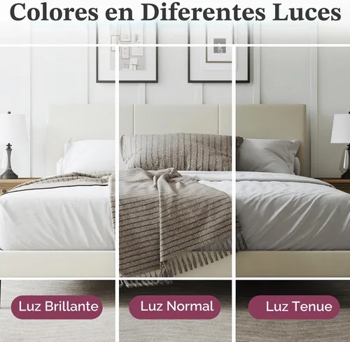 Vista 3 de Marco de cama tamaño completo con cabecero – Elegante marco de cama plataforma tapizado con canales verticales acolchados de servicio pesado