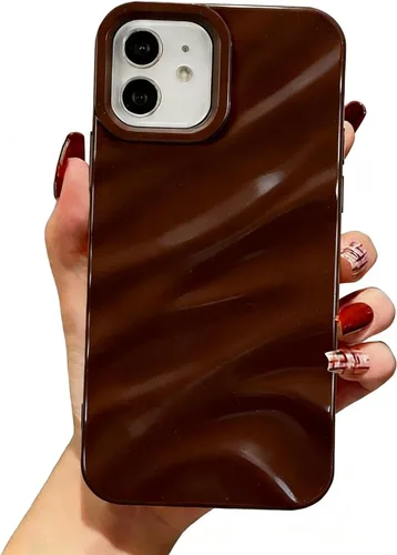 Vista 43 de QLTYPRI Funda compatible con iPhone 11, bonita funda con patrón de ondas de agua para niñas y mujeres, delgada, satinada, brillante, suave, de Beige