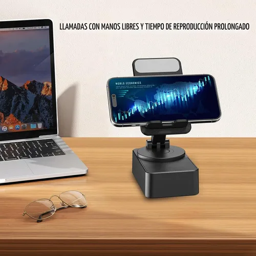 Vista 8 de Soporte para teléfono celular con altavoz Bluetooth inalámbrico, LED, base antideslizante, sonido envolvente HD, perfecto para el hogar/exterior