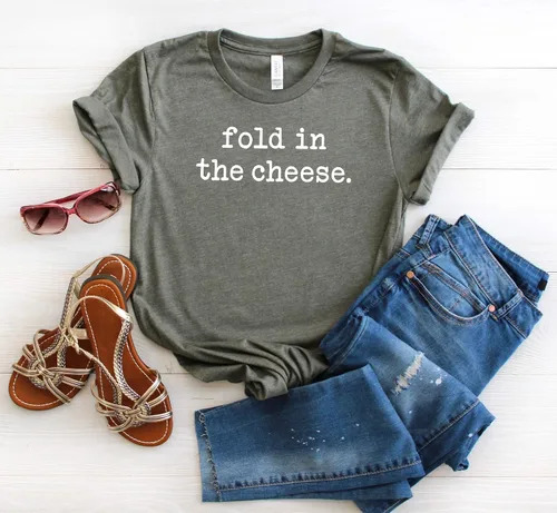 Vista 4 de Fold in The Cheese T Shirt Womens T-Shirt Casual Top Graphic Tee Short Sleeve Shirt TV Show T-Shirt