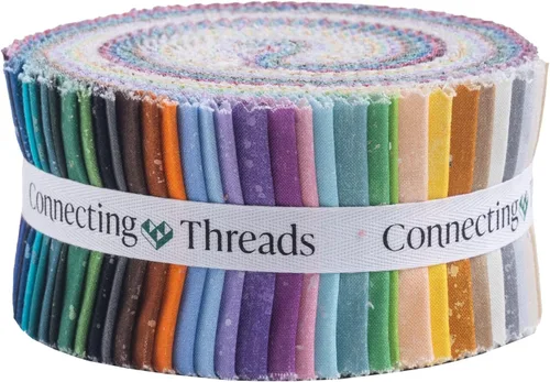 Vista 5 de Connecting Threads Blender Collection - Paquete de 40 tiras de tela de algodón precortadas de 2.5 pulgadas (tono cambray)