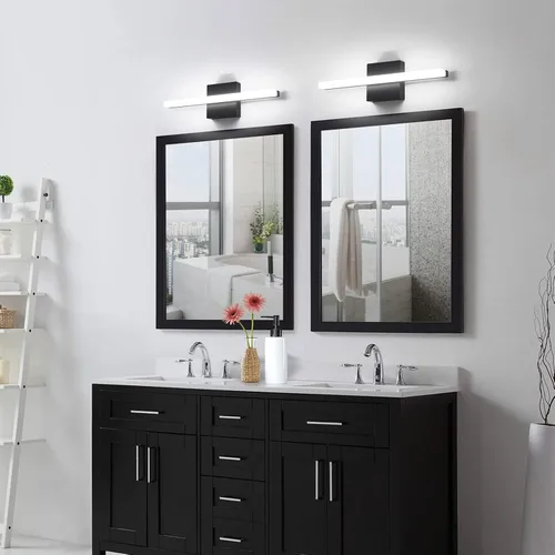 Vista 7 de Modernas luces LED de tocador para baño, 16 pulgadas, 9 W, luz diurna, blanco y negro, luces sobre espejo, accesorios de iluminación de tocador