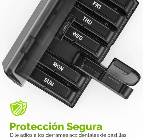 Vista 4 de AUVON XL - Organizador semanal de píldoras 2 veces al día, pastillero de 7 días con aberturas grandes de un lado para fácil uso, estuche de píldoras