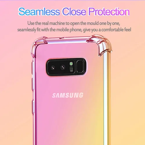 Vista 3 de Funda para Samsung Galaxy Note 8, transparente lindo degradado delgado antiarañazos flexible TPU cubierta a prueba de golpes para Samsung Galaxy