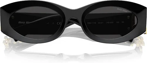 Vista 5 de Miu Miu Gafas de sol para mujer, montura negra, lentes gris oscuro, 2.126 in