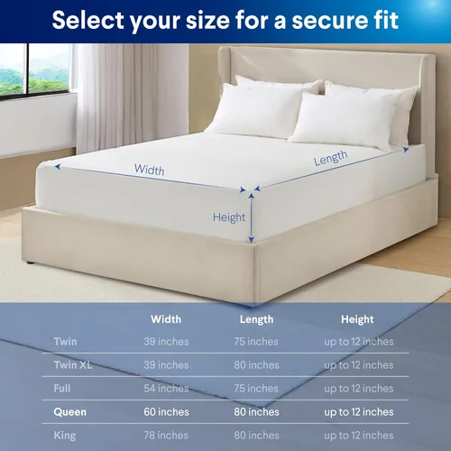 Vista 3 de Clorox Protector de colchón ajustable impermeable, vinilo impermeable, protección duradera contra derrames y manchas, cierre elástico, tamaño Queen