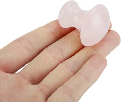 Vista 6 de Walfront Sha Tools - Masajeador facial con forma de hongo rosa, pinzón rosa, rodillo de jade de cuarzo rosa, herramienta de masaje de cristal