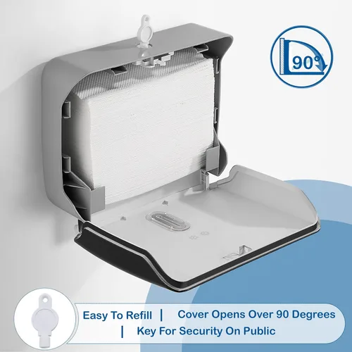 Vista 4 de Dispensador de toallas de papel para montaje en pared, dispensador de toallas de mano plegado múltiple/triple en C, dispensador de toallas de papel