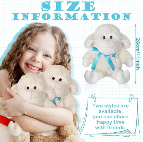 Vista 2 de Poen 10 piezas de cordero, oveja, peluches de cordero, de 11 pulgadas, lindo animal de peluche de oveja blanca, juguetes para abrazar, regalo