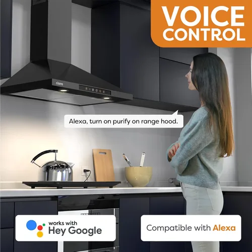 Vista 3 de CIARRA Campana extractora inteligente de 30 pulgadas con control de voz, compatible con Alexa/Google Home/Smart Life Assistant, campana extractora