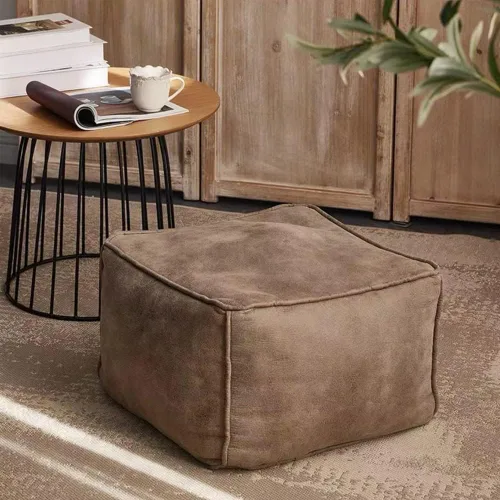 Vista 11 de Puf - Funda de sofá para puf (sin relleno), funda de sofá perezoso de doble asiento de piel de gamuza sintética, puf para sofá seccional, puf