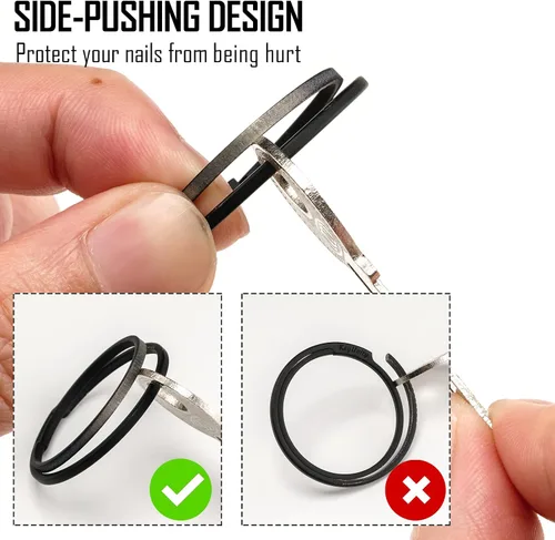 Vista 4 de KeyUnity Titanium Flat Key Rings, 332517.5mm Side Pushing Split Ring for Key Carabiner Flashlight Knife Dog ID Collar Tag