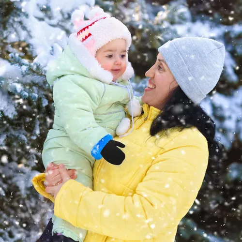 Vista 6 de ONESING 5 pares de mitones negros para bebés, guantes cálidos para recién nacidos, guantes de invierno para bebés y niñas