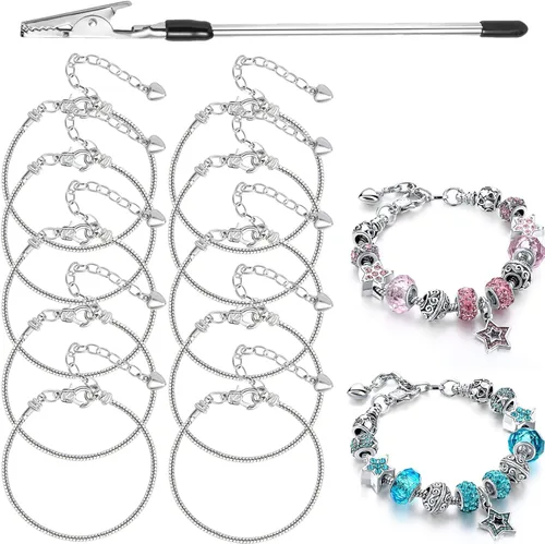 Vista 7 de 10 pulseras de cadena de serpiente con pulsera de 0.118 in ajustable con dije de serpiente con cierre de langosta y corazón, cadena extensora