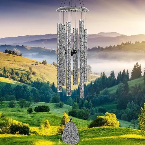 Vista 9 de FSVGYY Campanillas de viento para exteriores, decoración grande, tono profundo, tonos melódicos relajantes, campanillas de viento para exteriores
