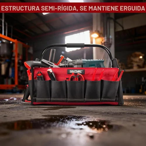 Vista 3 de HAUTMEC HTTBH25052 - Juego de 3 bolsas de herramientas de alta resistencia, bolsas de herramientas de marco rígido 1680D con mango plegable y correa