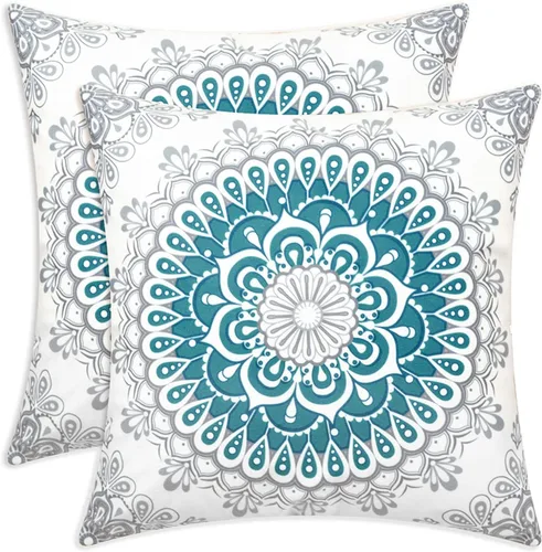 Vista 11 de CaliTime Fundas de Almohadas Decorativas Paquete de 2 Cómodas de Vellón Mandala Dalia Floral Medallón Estilo Brújula Fundas de Cojines para Sofá