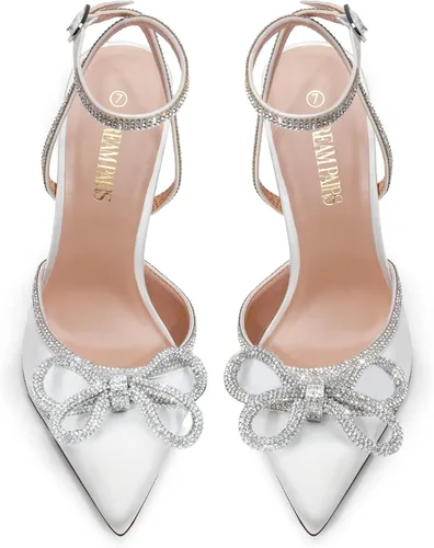 Vista 3 de DREAM PAIRS Zapatos de tacón alto para mujer Destiny cerrados con tiras de tacón sexy con diamantes de imitación y correa de tobillo para boda
