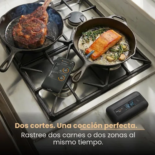 Vista 2 de MeatStick V Duo - Termómetro inalámbrico para carne con 2 sondas, WiFi y Bluetooth de más de 900 pies, pantalla LCD de base inteligente