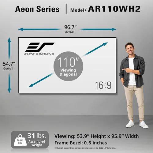Vista 8 de Elite Screens - Serie Aeon Material CineWhite.