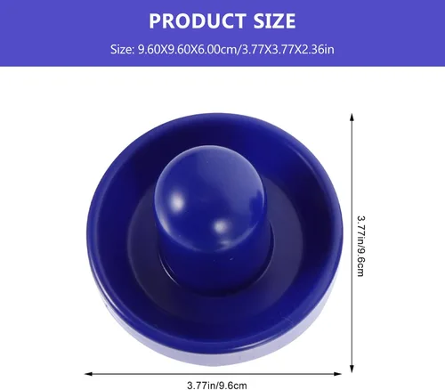 Vista 2 de Air Hockey Pushers and Pucks Set, 96mm Blue Plastic Pushers (2), 64mm Blue Plastic Pucks (4) Felt Pads (2) Replacement Accessories for Table Hockey