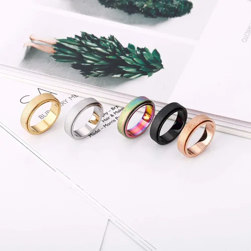 Vista 7 de OreilleStar Anillo giratorio para mujer, Acero inoxidable, oro rosa, titanio, oro, plata