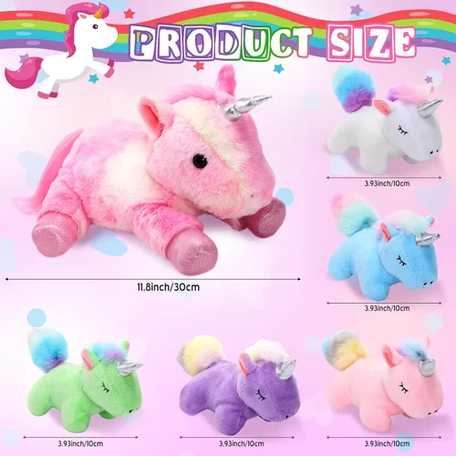 Vista 2 de Sumind Peluche de unicornio arcoíris para mamá con 5 lindos unicornios en su barriga para mamá, año de Navidad, regalos de cumpleaños