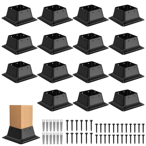Vista 9 de FMhotu 4x4 Base de poste 2 piezas, soporte de poste de acero recubierto en polvo resistente de 3.6"x3.6" interno, adecuado para poste de madera