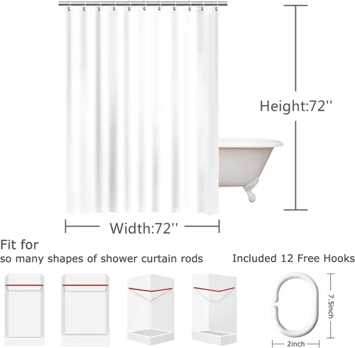 Vista 9 de RosieLily Cortinas de ducha, juego de cortinas de ducha florales con 12 ganchos, cortinas de ducha coloridas florales y hojas, decoración de baño