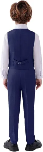 Vista 5 de Trajes de 4 piezas para niños, conjuntos de chaleco y pantalones, ropa formal para niño