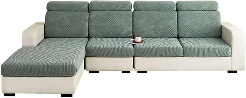 Vista 13 de MBROS Fundas de cojín para sofá modular en forma de L, funda de cojín elástica para silla, sofá biplaza, protector de muebles, tela jacquard