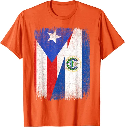 Vista 53 de Camiseta Half Puerto Rico El Salvador Flag Orgullo Salvadoreño Roots
