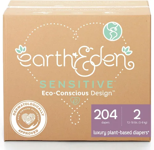 Vista 8 de Earth & Eden Sensitive Pañales ecológicos e hipoalergénicos Talla 1 176 unidades Respetuoso con el medio ambiente, hipoalergénico, sin