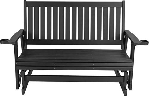 Vista 8 de HIPS Silla de columpio para patio con portavasos, resistente a todo tipo de clima, respaldo alto y asiento profundo contorneado, resistente para 900
