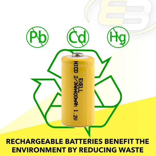 Vista 5 de Exell Battery Paquete de 5 baterías recargables AA NiMH de 1.2 V 2/3 400 mAh AA NiMH compatibles con registradores de datos industriales
